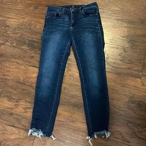 Just Black Dark Wash Raw Hem Skinny Jeans